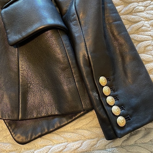 Double-breasted leather blazer - Picture 12 of 15